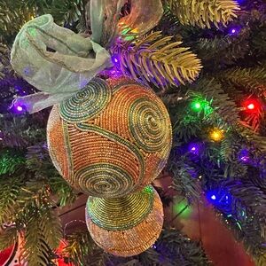 Mackenzie Childs Festive Spiral Beaded Ornament - Multicolor